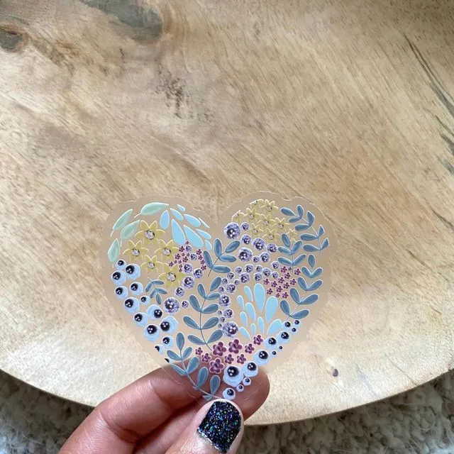 Clear Heart / Floral / 3” x 3”