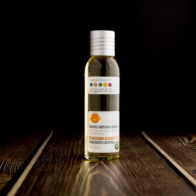 Organic Baby & Massage Oil Mandarin Coconut 4 oz. USDA Certified