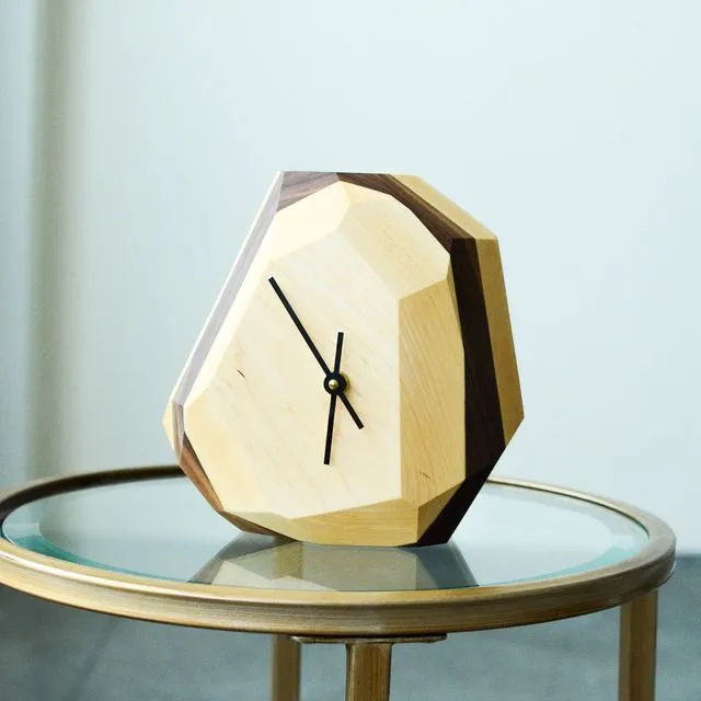 Geometric Wall & Table Clock - Maple w/Black