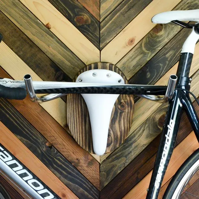 Bicycle Rack Taxidermy "The Albino" - Handlebar Tape N/A (Chrome) Wood Stain Dark Brown(Pictured)