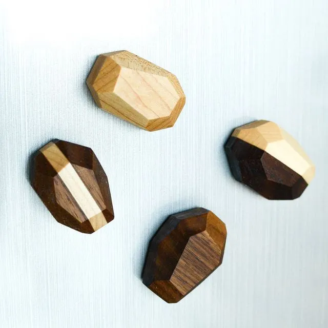 Geometric Wooden Magnets (Set of 4) - One of Each (4)