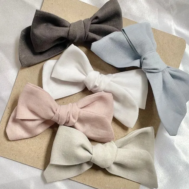 Handtied large hair bows - Pastel coloured hair clips