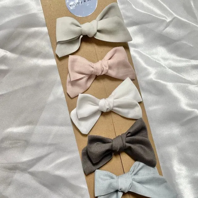 Handtied small hair bows - Pastel coloured hair clips