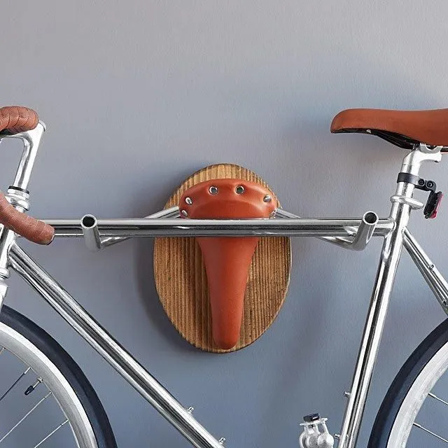 Bike Rack Bicycle Taxidermy "The Longhorn" - Wood Stain Medium Brown