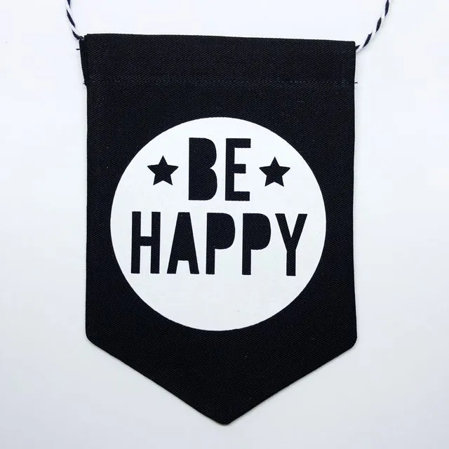 Be Happy Banner Black Mighty - Pack of 5