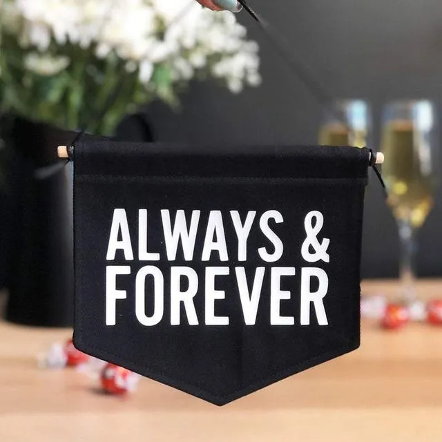 Always and Forever Fabric Banner Black Midi - Pack of 5