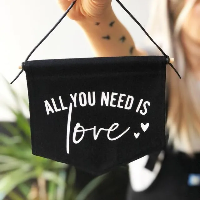 All You Need is Love Fabric Banner White Midi - Pack of 5
