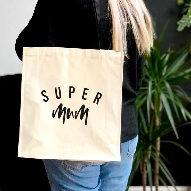 Super Mum Canvas Tote Bag With Pocket - Pack of 5
