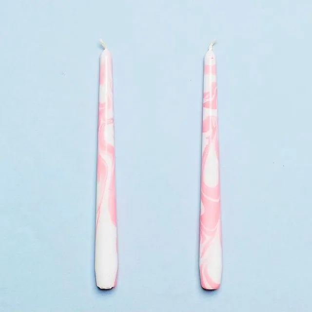 Set of 2 Marbled Dinner Candles