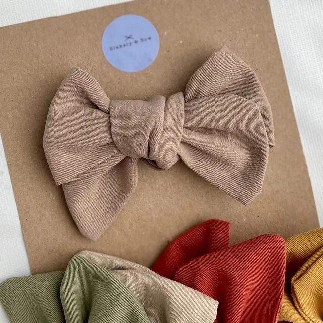 Handtied hair bow clips- Stone - Large and Small