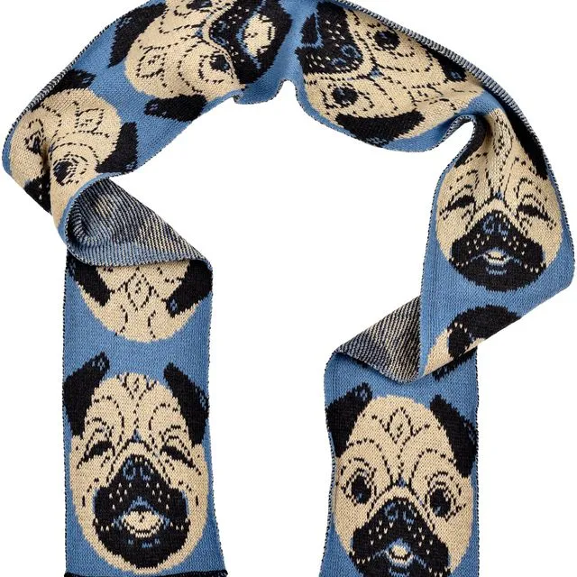 Women's Recycled Cotton Sweater Knit Fashion Scarf - Pug