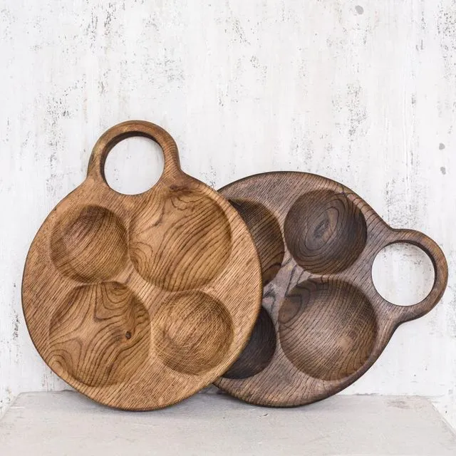 'SHE Design" Oak Aperó/Snack plate with a handle