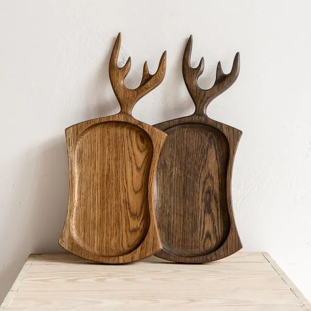 'SHE Design" Oak "horned" serving/cutting board with a deepening