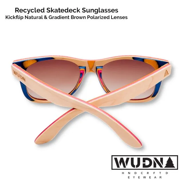 Recycled Skatedeck Kickflip Natural Sunglasses by WUDN