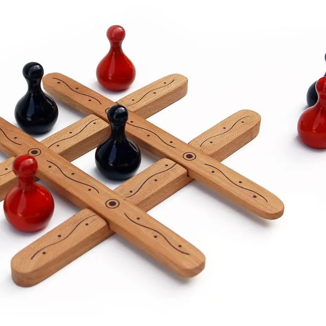 Wooden Games Classic Noughts And Crosses And 3 More Games Handmade Non Toxic Colours