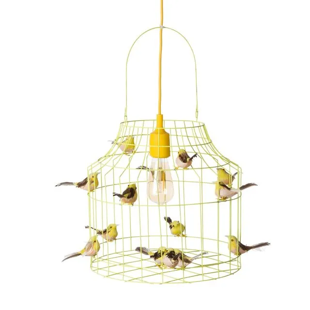 HANGING LAMP BIRDS YELLOW MEDIUM