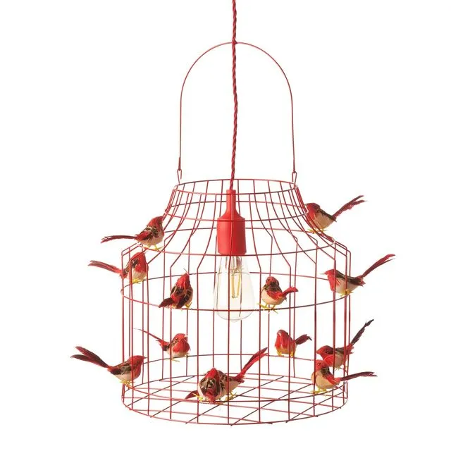HANGING LAMP BIRDS RED MEDIUM