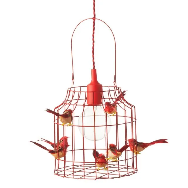 HANGING LAMP BIRDS RED