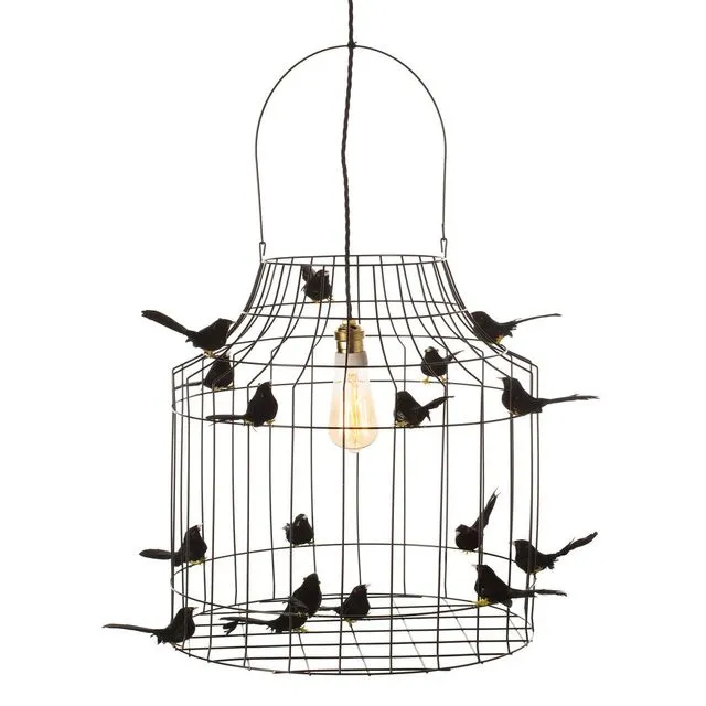 HANGING LAMP BIRDS BLACK LARGE