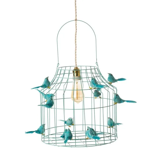 HANGING LAMP BIRDS TURQUOISE MEDIUM