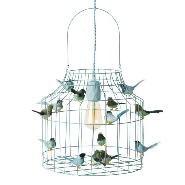 HANGING LAMP BIRDS LIGHT BLUE MEDIUM
