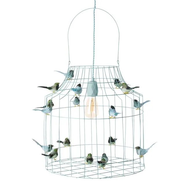HANGING LAMP BIRDS LIGHT BLUE LARGE