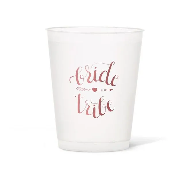 Set of 20 16 oz. Bride Tribe Cups with Rose Gold Metallic Writing