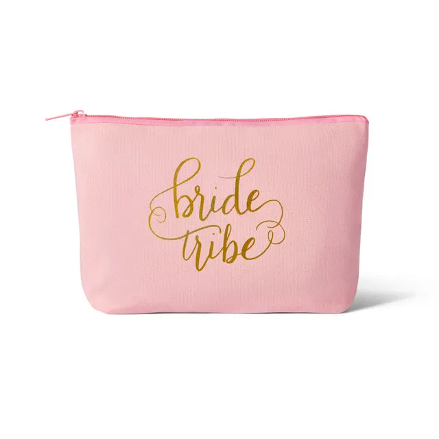 Pink Bride Tribe Canvas Makeup Bag