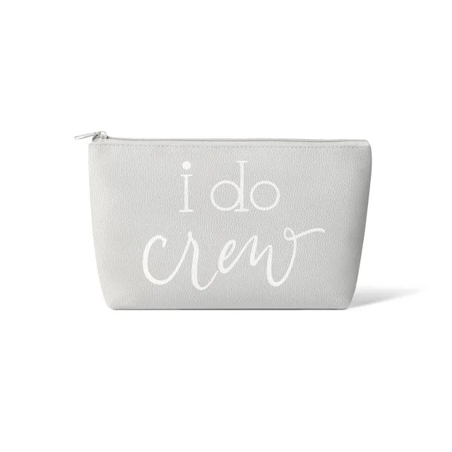 Grey I Do Crew Faux Leather Makeup Bags