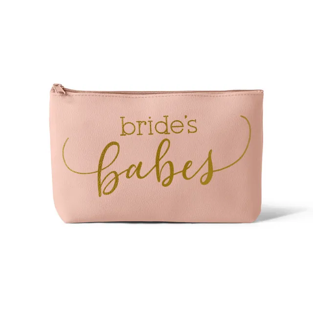 Blush Pink Bride's Babes Faux Leather Makeup Bag