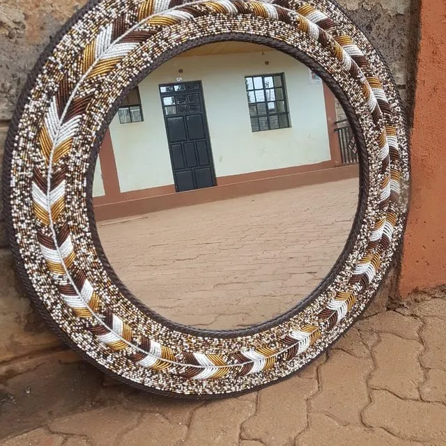 Handmade Beaded Mirror 30 inches