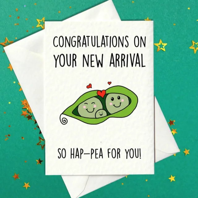 Congratulations on your new arrival - So Hap-pea for you - New Baby Card (A6)