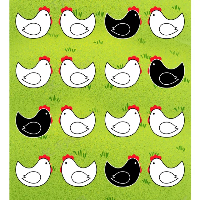Chickens Playing in the Grass Swedish Dishcloth