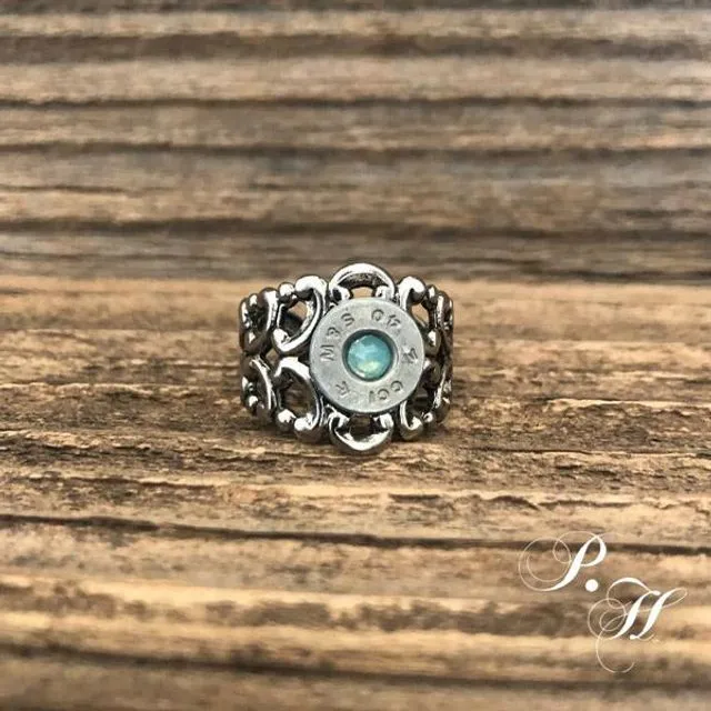 Romantic Scroll Rings (SILVER & TURQUOISE)