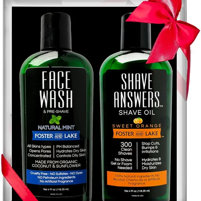 Gift Set with Face Wash Natural Mint & Shave Answers Shave Oil Sweet Orange