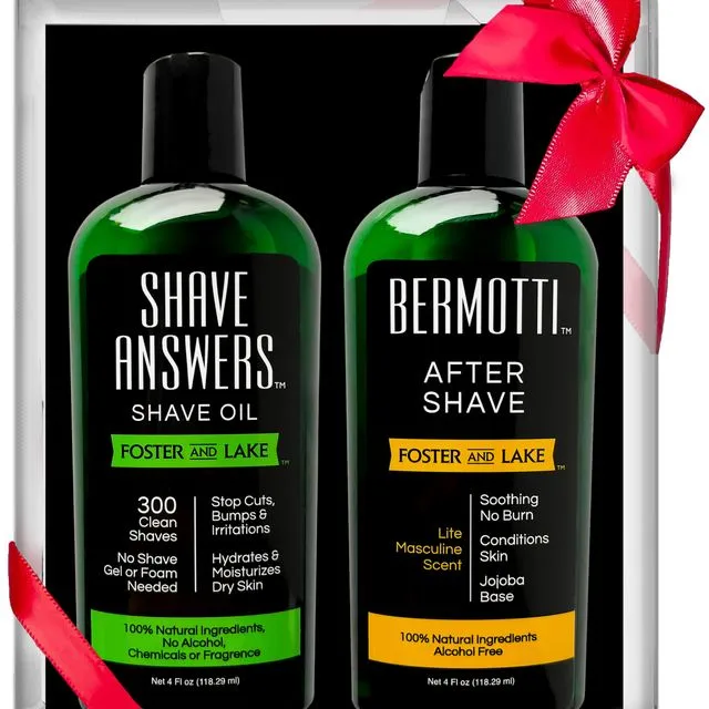 Gift Set- Shave Answers Shave Oil- Unscented & Bermotti- Bergamot After Shave