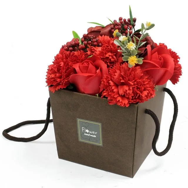 Soap Flower Bouquet - Red Rose & Carnation Gift Flowers
