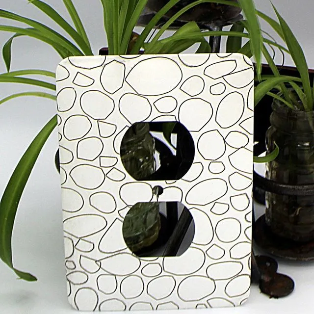 Etched Metal Double Plug Wall Cover - White Rocks
