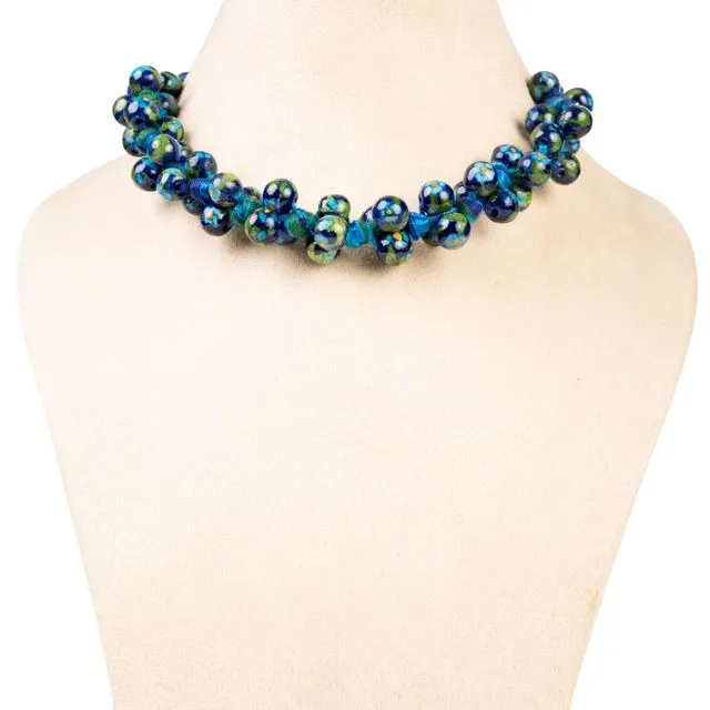 Ethiqana Handmade Bunch Necklace - Blue Green Turquoise