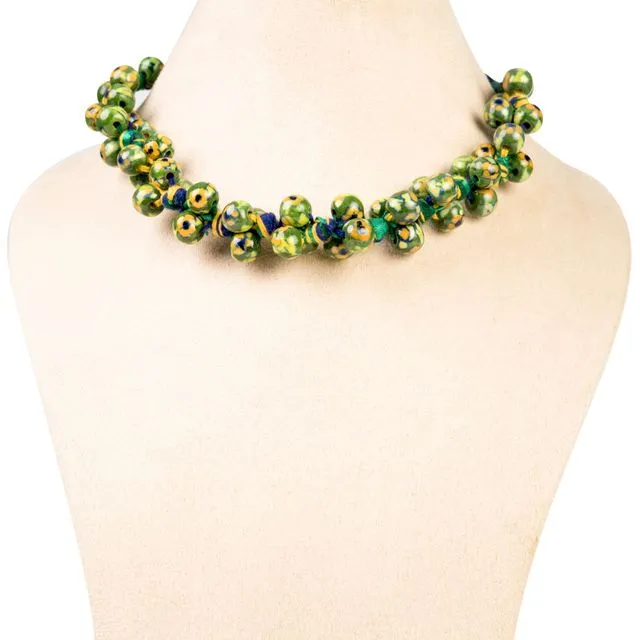 Ethiqana Handmade Bunch Necklace - Green Yellow Blue