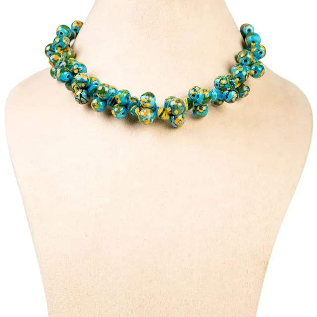 Ethiqana Handmade Bunch Necklace - Turquoise Yellow Green