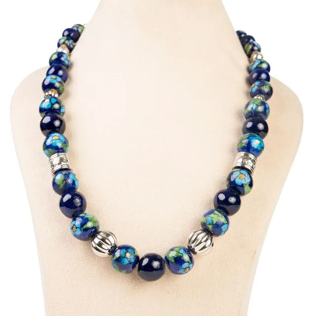 Ethiqana Handmade Full Bead Necklace - Blue