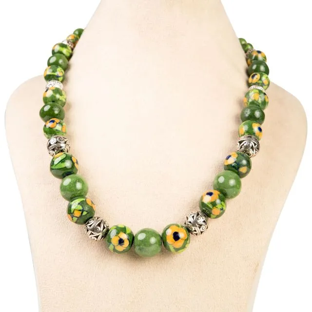 Ethiqana Handmade Full Bead Necklace - Green