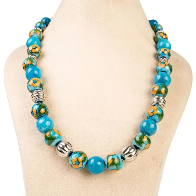 Ethiqana Handmade Full Bead Necklace - Turquoise