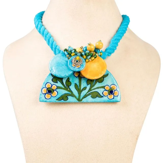Ethiqana Handmade Half Disc Necklace - Turquoise