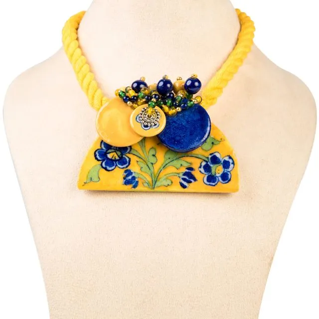 Ethiqana Handmade Half Disc Necklace - Yellow