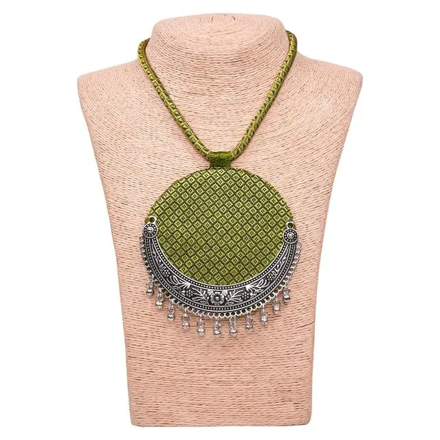 Ethiqana Handmade Chaand Pendant Necklace - Apple Green