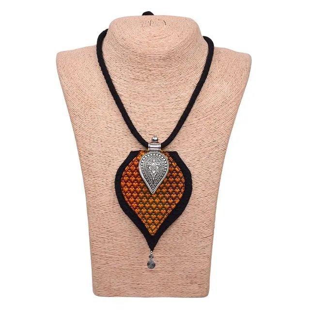 Ethiqana Handmade Peepal Leaf Pendant Necklace - Dual Tone