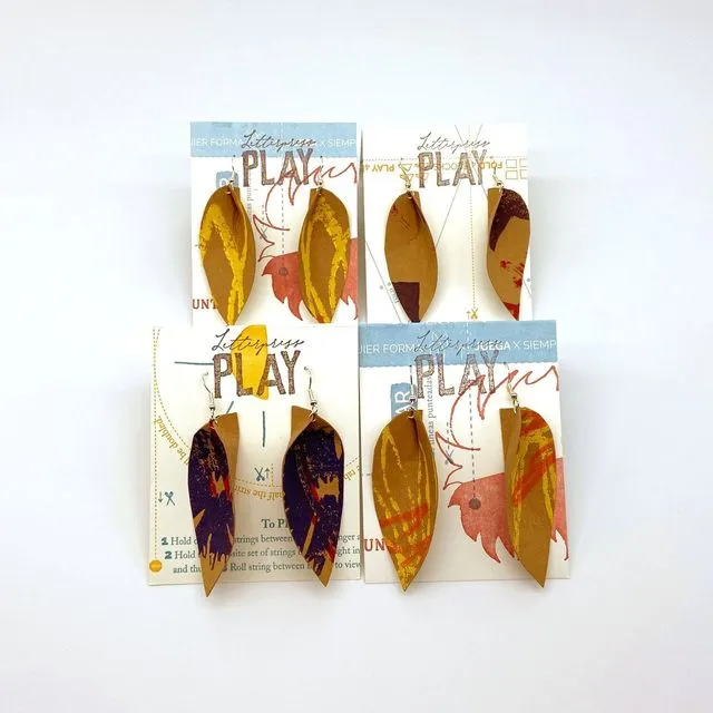 Upcycled Paper Earrings - Folded Leaf