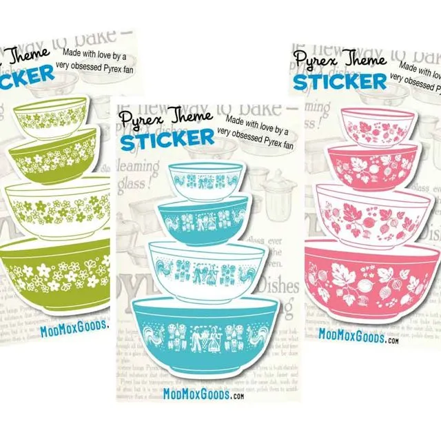 Pyrex Bowl Stacks Stickers Trio PACKAGE 6 ea of 3 variants